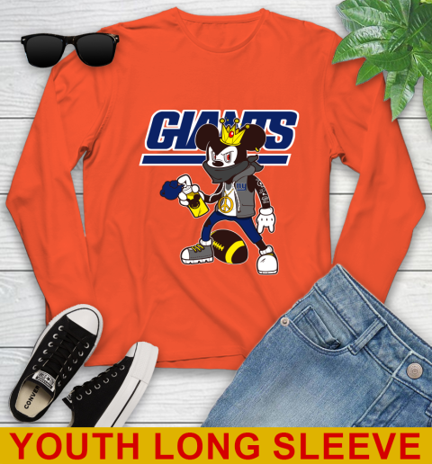 New York Giants NFL Football Mickey Peace Sign Sports Youth Long Sleeve 4