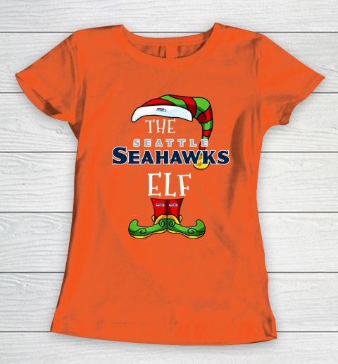Seattle Seahawks Christmas ELF Funny NFL Women's T-Shirt 3