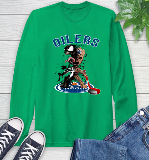 NHL Edmonton Oilers Hockey Venom Groot Guardians Of The Galaxy Long Sleeve T-Shirt 7