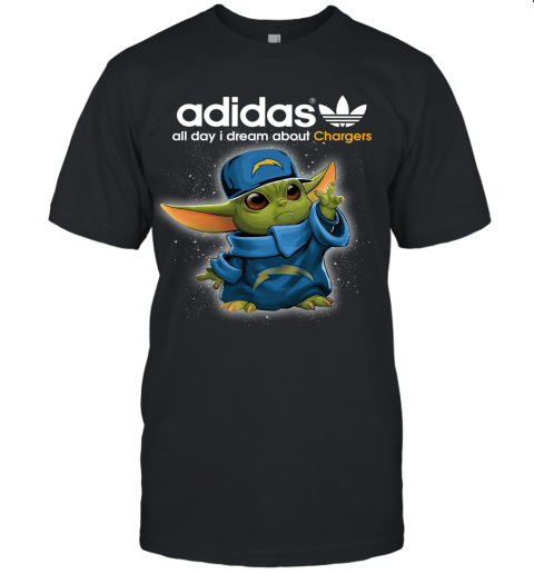 Baby Yoda Adidas All Day I Dream About Los Angeles Chargers Unisex Jersey Tee