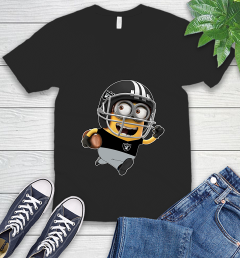 NFL Oakland Raiders Minions Disney Football Sports V-Neck T-Shirt 2