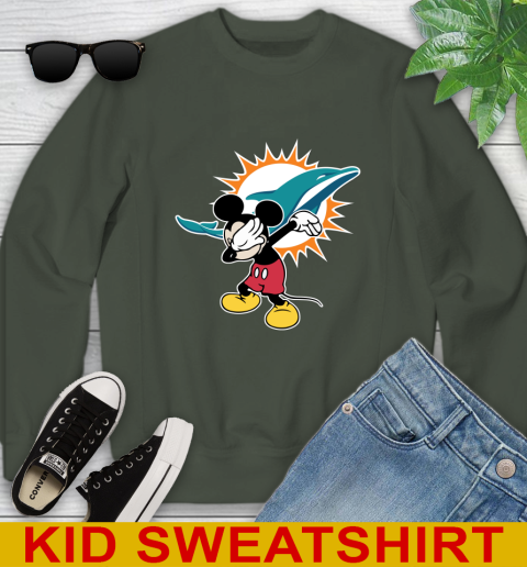 Miami Dolphins NFL Football Dabbing Mickey Disney Sports Youth Sweatshirt 9