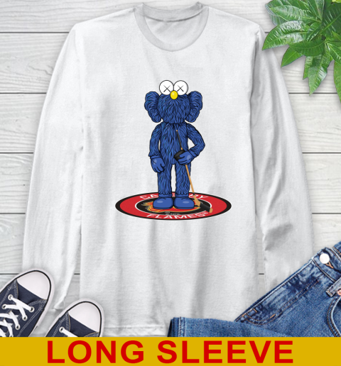 NHL Hockey Calgary Flames Kaws Bff Blue Figure Shirt Long Sleeve T-Shirt