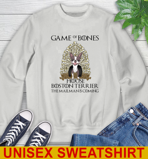 Game of bones house boston terrier dog the mailman is coming tshirt 27