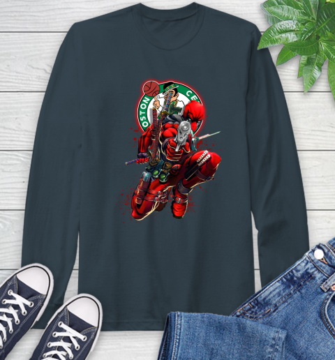 NBA Deadpool Marvel Comics Sports Basketball Boston Celtics Long Sleeve T-Shirt 8