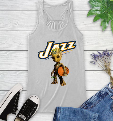 Utah Jazz NBA Basketball Groot Marvel Guardians Of The Galaxy Racerback Tank