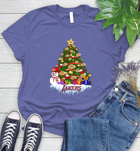 Los Angeles Lakers Merry Christmas NBA Basketball Sports Women's T-Shirt - Image 12