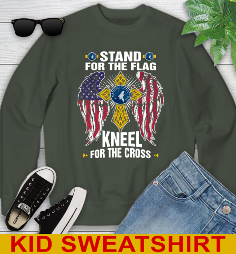 NBA Basketball Minnesota Timberwolves Stand For Flag Kneel For The Cross Shirt Youth Sweatshirt 8