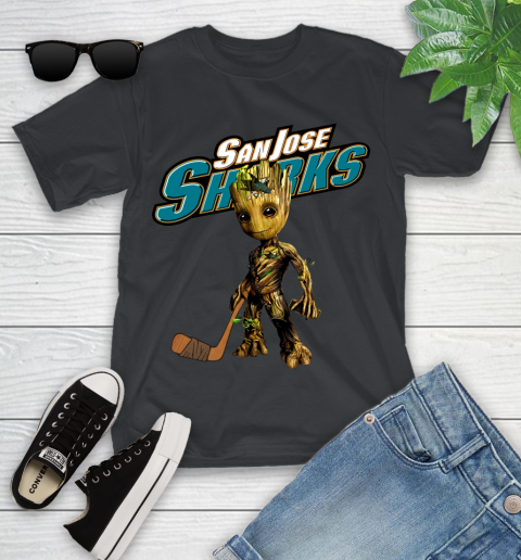 San Jose Sharks NHL Hockey Groot Marvel Guardians Of The Galaxy Youth T-Shirt 2