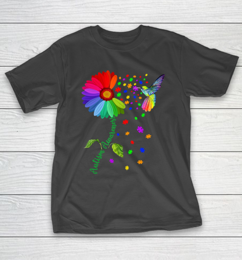 Autism Awareness Month Hummingbird Sunflower T-Shirt