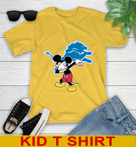 Detroit Lions NFL Football Dabbing Mickey Disney Sports Youth T-Shirt 8