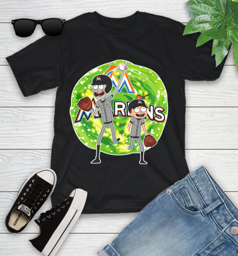 MLB Miami Marlins Rick And Morty Baseball Sports Youth T-Shirt 2