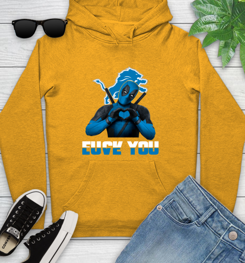 NHL Detroit Lions Deadpool Love You Fuck You Football Sports Youth Hoodie 2