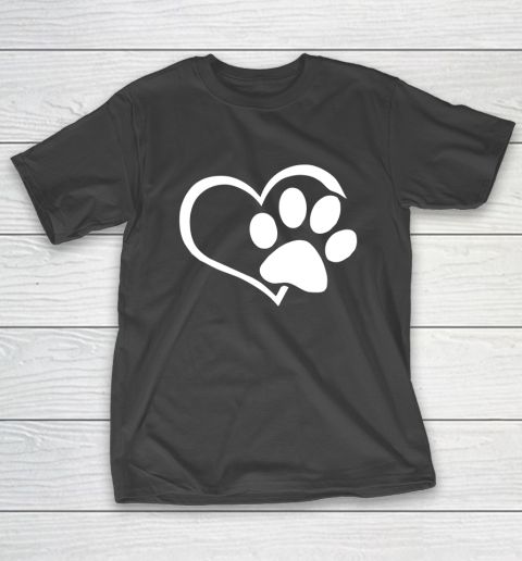 Dog Mom Shirt Dog Dad Mom Puppy Shirt Love Dogs Paw Print Heart Women Men T-Shirt