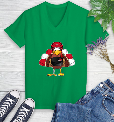 Carolina Hurricanes Turkey Thanksgiving Day Women's V-Neck T-Shirt 5
