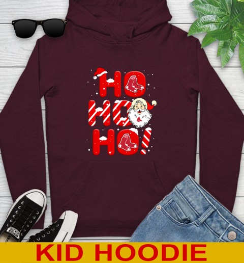 Boston Red Sox MLB Baseball Ho Ho Ho Santa Claus Merry Christmas Shirt Youth Hoodie - Image 8