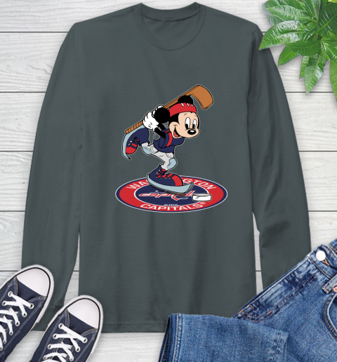 NHL Hockey Washington Capitals Cheerful Mickey Disney Shirt Long Sleeve T-Shirt 7