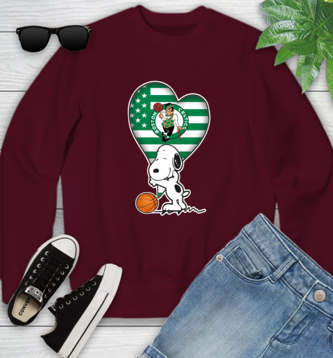 Boston Celtics NBA Basketball The Peanuts Movie Adorable Snoopy Youth Sweatshirt 5