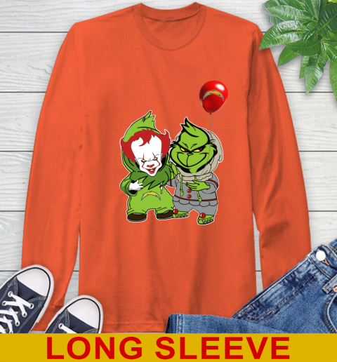 Los Angeles Chargers Baby Pennywise Grinch Christmas NFL Football Long Sleeve T-Shirt 5
