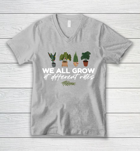 We All Grow At Different Rates, Special Education Teacher Autism Awareness V-Neck T-Shirt 3