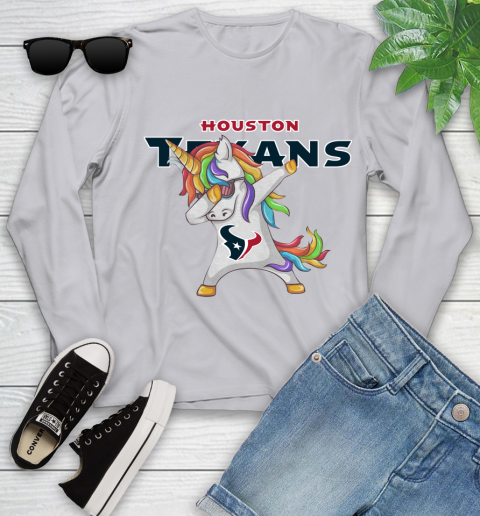 Houston Texans NFL Football Funny Unicorn Dabbing Sports Youth Long Sleeve 5