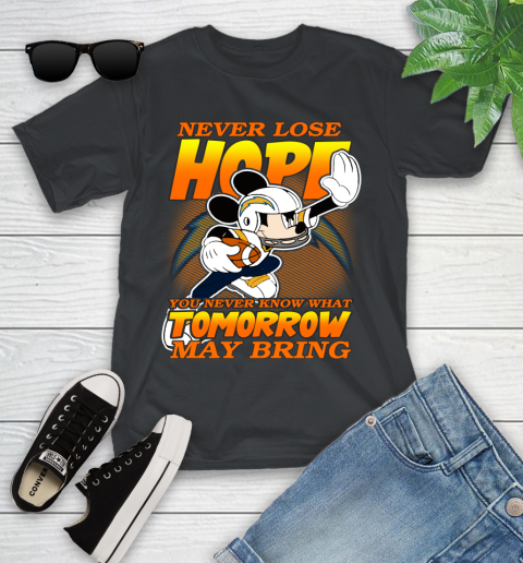 Los Angeles Chargers NFL Football Mickey Disney Never Lose Hope Youth T-Shirt