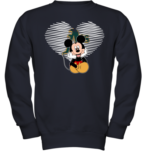 MLB Oakland Athletics The Heart Mickey Mouse Disney Baseball T Shirt nlLQGVYZN4B youth sweatshirt 47 95 151514 front navy