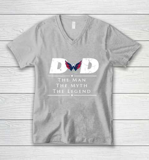 Washington Capitals NHL Ice Hockey Dad The Man The Myth The Legend V-Neck T-Shirt 3
