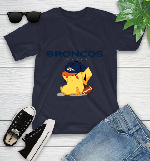 NFL Pikachu Football Sports Denver Broncos Youth T-Shirt 3