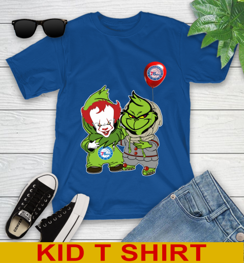 Philadelphia 76ers Baby Pennywise Grinch Christmas NBA Basketball Youth T-Shirt 9