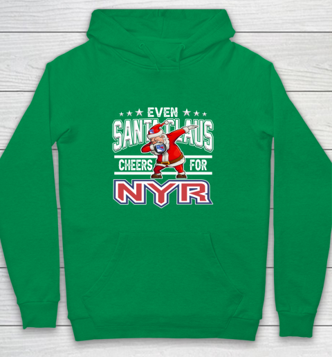 New York Rangers Even Santa Claus Cheers For Christmas NHL Youth Hoodie 4