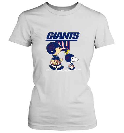 New York Giants Let's Play Football Together Snoopy NFL Women's T-Shirt