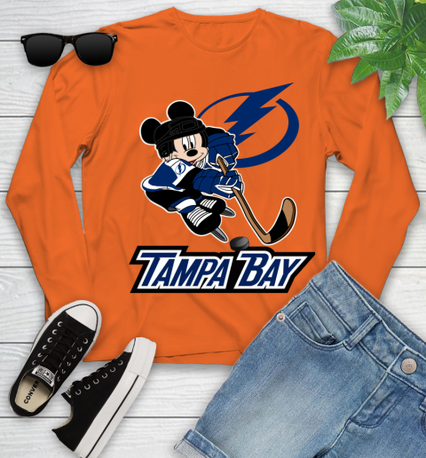NHL Tampa Bay Lightning Mickey Mouse Disney Hockey T Shirt Youth Long Sleeve 4