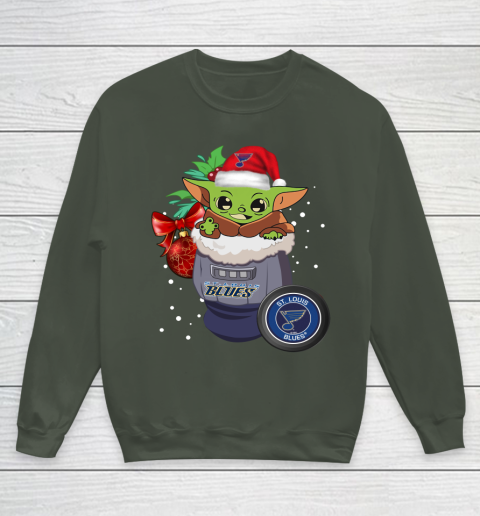 St.Louis Blues Christmas Baby Yoda Star Wars Funny Happy NHL Youth Sweatshirt 10