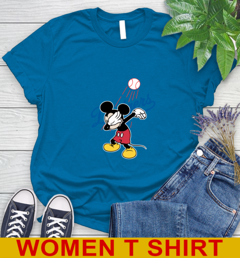 Los Angeles Dodgers MLB Baseball Dabbing Mickey Disney Sports Women's T-Shirt 7