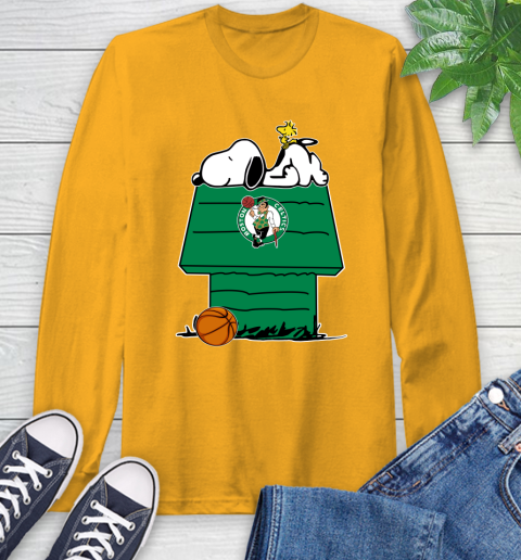Boston Celtics NBA Basketball Snoopy Woodstock The Peanuts Movie Long Sleeve T-Shirt 3