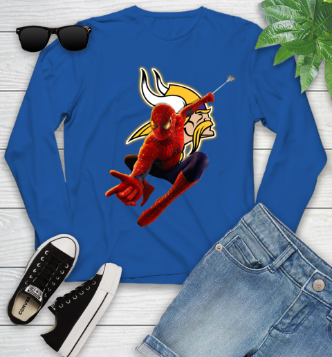 NFL Spider Man Avengers Endgame Football Minnesota Vikings Youth Long Sleeve 9