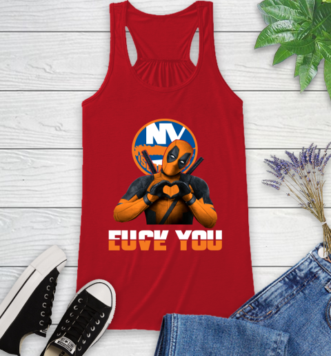 NHL New York Islanders Deadpool Love You Fuck You Hockey Sports Racerback Tank 5