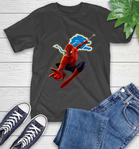 NFL Spider Man Avengers Endgame Football Detroit Lions T-Shirt 3 NFL Spider Man Avengers Endgame Football Detroit Lions T-Shirt - Image 3