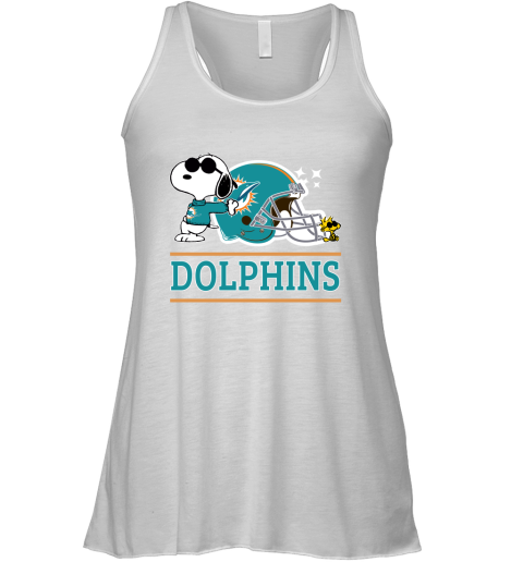 The Miami Dolphins Joe Cool And Woodstock Snoopy Mashup Racerback Tank