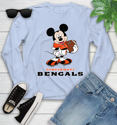 NFL Football Cincinnati Bengals Cheerful Mickey Mouse Shirt Youth Long Sleeve 9