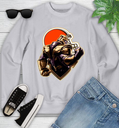 NFL Thanos Avengers Endgame Football Sports Cleveland Browns Youth Sweatshirt 4