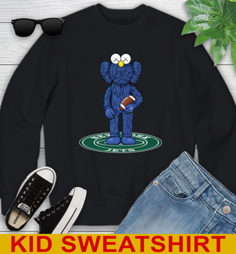 NFL Football New York Jets Kaws Bff Blue Figure Shirt Youth Sweatshirt 2