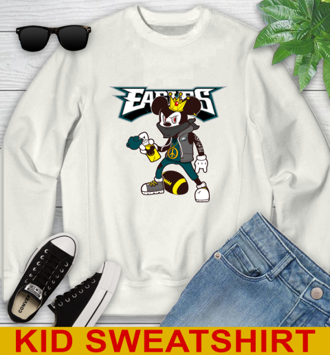 Philadelphia Eagles NFL Football Mickey Peace Sign Sports Youth Sweatshirt