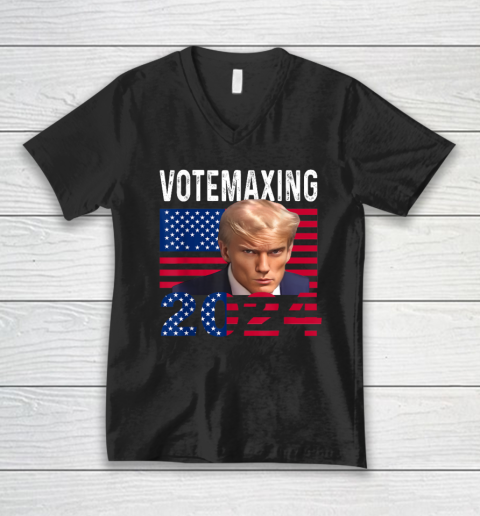 Trump Looksmax Trump Mewing VoteMaxing 2024 Funny V-Neck T-Shirt