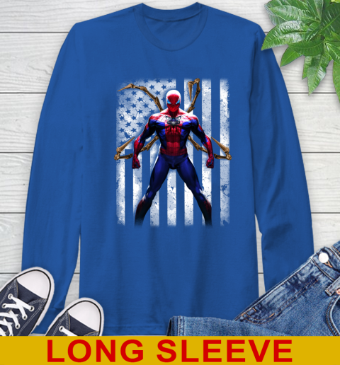 NBA Basketball Charlotte Hornets Spider Man Avengers Marvel American Flag Shirt Long Sleeve T-Shirt 11