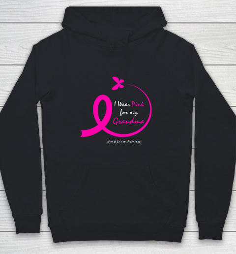 Butterfly I Wear Pink For My Grandma Breast Cancer Awareness Youth Hoodie