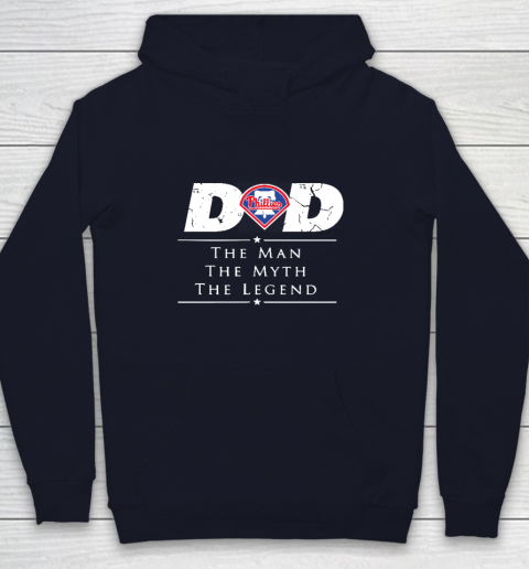 Philadelphia Phillies MLB Baseball Dad The Man The Myth The Legend Youth Hoodie 2