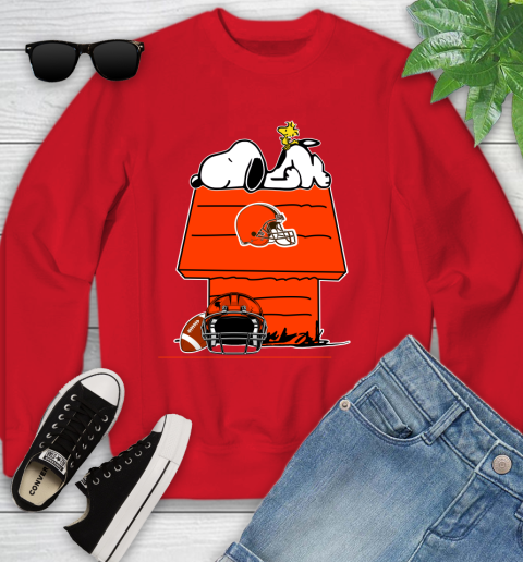 Cleveland Browns NFL Football Snoopy Woodstock The Peanuts Movie Youth Sweatshirt 9