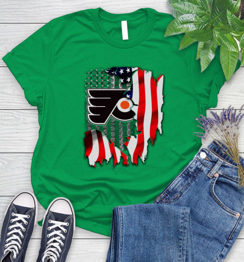 Philadelphia Flyers NHL Hockey American Flag Women's T-Shirt 9